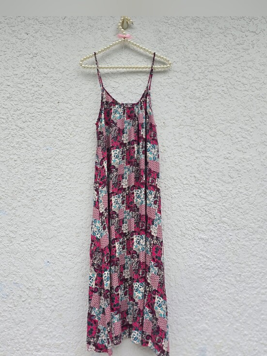 NATURAL LIFE Dresses & Skirts - Natural Life Boho Patchwork Paisley Maxi Slip Dress Size XS/S